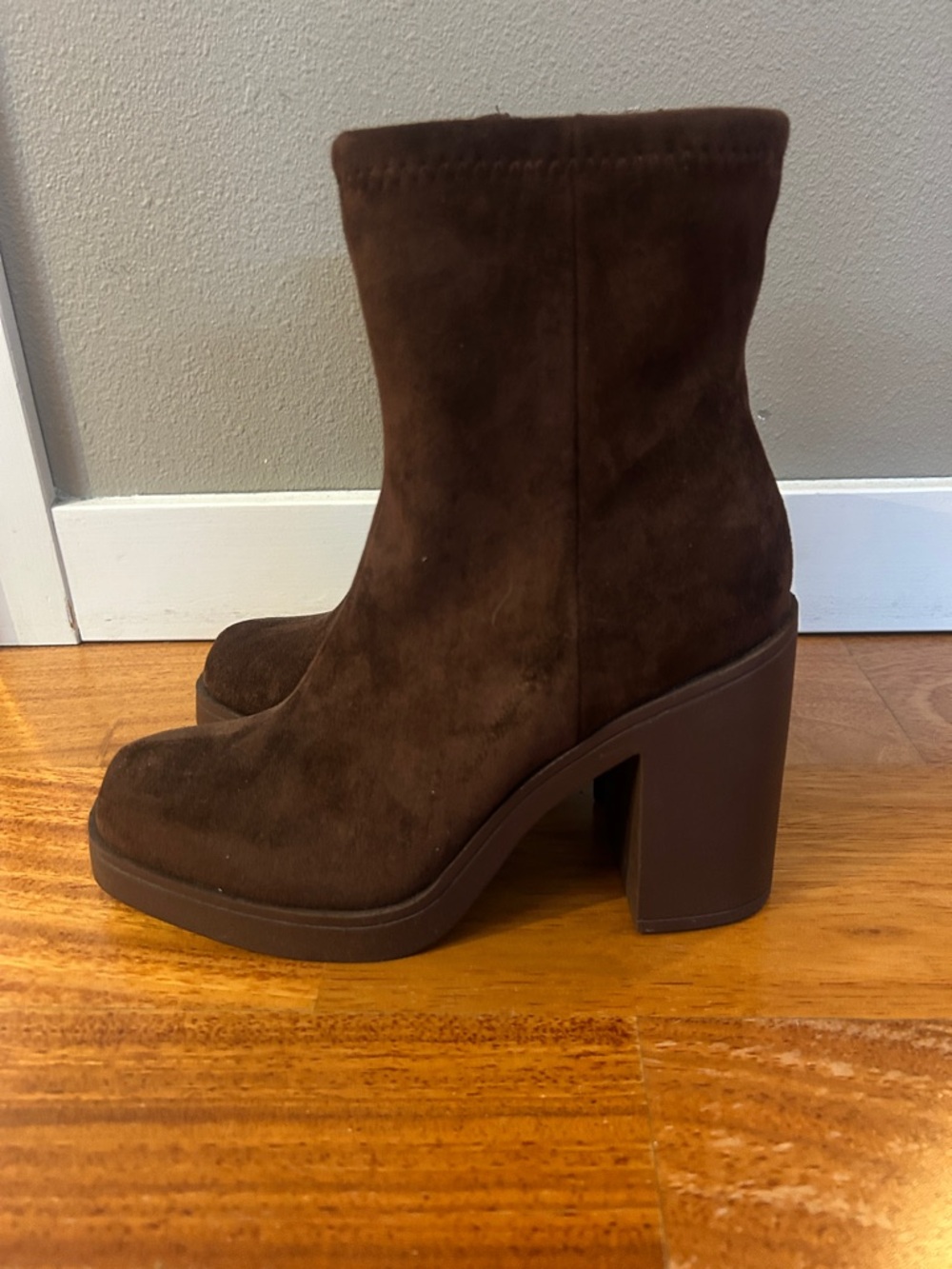 Women’s Brown “Suede” Block Heel Ankle Boots